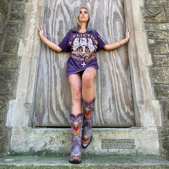 SOLD🔥OLD GRINGO Grace Heart Wing Purple Red Boots - Picture 6 of 15